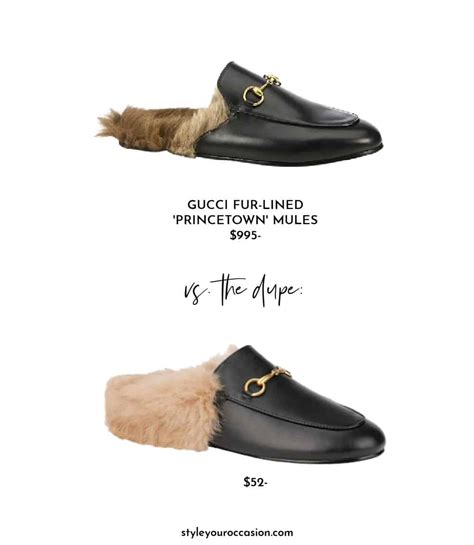 gucci brixton dupe|Gucci fur lined mules.